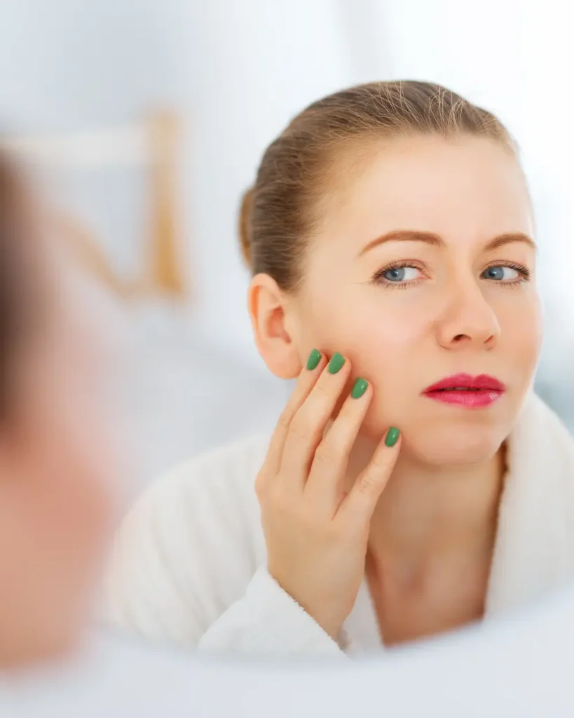 woman worried about fine lines