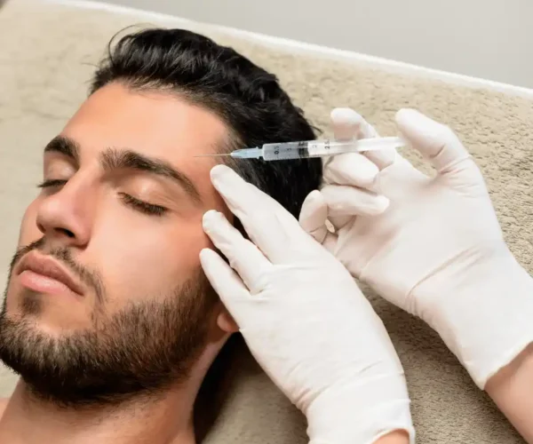 karisma rh collagen soft filler injection on forehead or temple fine lines